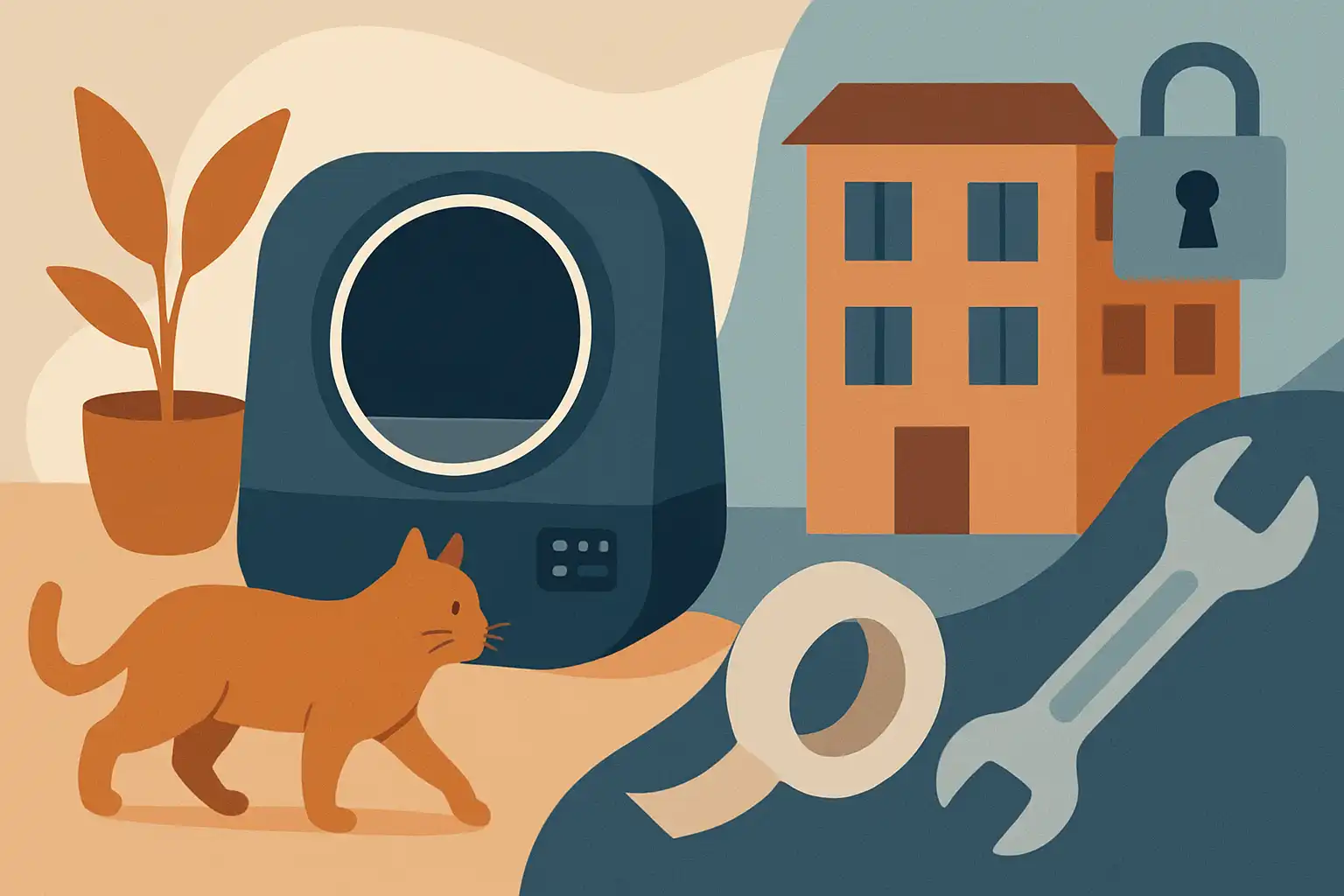Slimme kattenbakken in een huurwoning: installeren zonder schade en wat je moet weten
