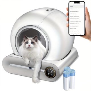 Automatische Kattenbak – Zelfreinigende Bak – Slimme Kattenbak – Kattenbak Voor Meerdere Katten – Witte Kattenbak – 65L + 9L Capaciteit – Negatieve Ion Luchtzuivering – App-Controle En Monitoring review