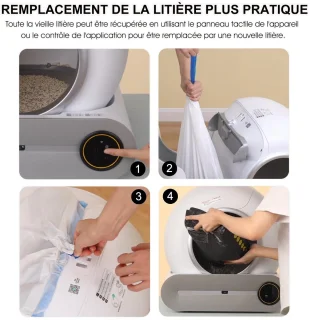 TaFoyu zelfreinigende kattenbak, automatische kattenbak, slimme kattenbak met app-bediening, ionische geurverdrijver/gezondheidsmonitor/65L+9L, met mat, bijgewerkt