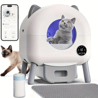 Automatische Kattenbak – Zelfreinigende Kattenbak – Elektrische Kattenbak – Kattenbak met App – XXL Kattenbak – Extra Grote Capaciteit 100L – Slimme Monitoring