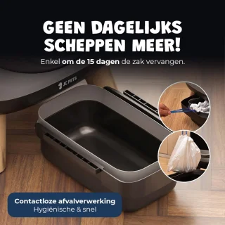 JC Pets Automatische Kattenbak XXL 65L met RVS Draadloze Drinkfontein incl. 3 Filters – Zelfreinigende Slimme & Stille Kattenbak met App – Uitloopmat & Geurverdrijver – Veiligheidssensoren – 8L Afvalbak – Geschikt voor Meerdere Katten – Modern Design