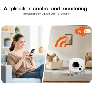 Slimme Zelfreinigende Kattenbak – Automatische Kattenbak – App-gestuurde Kattenbak – Zelfreinigende Bak – Grote Kattenbak – Infraroodsensor Veiligheid – 76 Liter Capaciteit