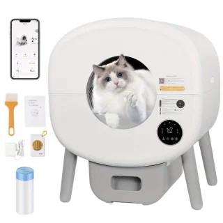 Slimme Zelfreinigende Kattenbak – Automatische Kattenbak – App-gestuurde Kattenbak – Zelfreinigende Bak – Grote Kattenbak – Infraroodsensor Veiligheid – 76 Liter Capaciteit