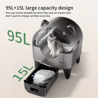 Automatische Kattenbak – Zelfreinigende Kattenbak – Slimme Kattenbak – Meerkattenbak – Ovale Kattenbak – Extra Groot Ovaal Design – USB Aangedreven Met Geurfilter