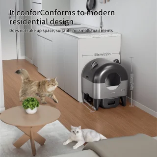 Automatische Kattenbak – Zelfreinigende Kattenbak – Slimme Kattenbak – Meerkattenbak – Ovale Kattenbak – Extra Groot Ovaal Design – USB Aangedreven Met Geurfilter