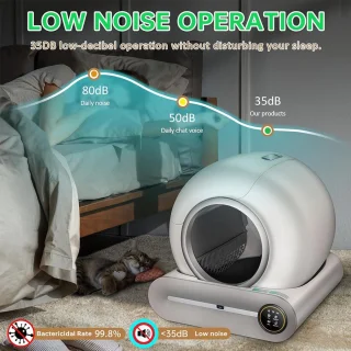 Automatische Kattenbak – Zelfreinigende Kattenbak – Slimme Kattenbak – Grote Kattenbak – Meerdere Katten Bak – Extra Groot Formaat – Negatieve Ionen Geurbehandeling – App-gestuurd Gebruiksmeter