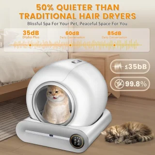 Zelfreinigende Kattenbak – Automatische Kattenbak – Robot Kattenbak – Slimme Kattenbak – App Bediening – Extra Groot 65L + 9L – Geurcontrole & Negatieve Ion Sterilisatie