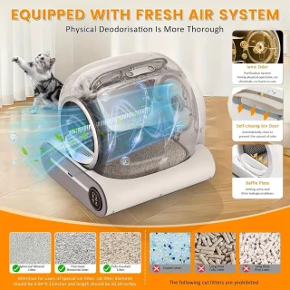 Zelfreinigende Kattenbak – Automatische Kattenbak – Robot Kattenbak – Slimme Kattenbak – App Bediening – Extra Groot 65L + 9L – Geurcontrole & Negatieve Ion Sterilisatie