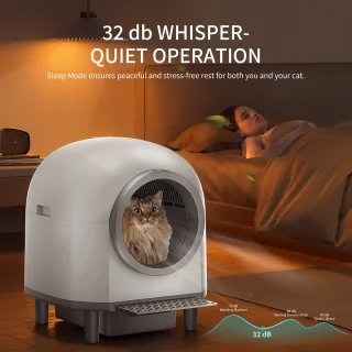 Automatische Kattenbak – Zelfreinigende Kattenbak – Slimme Kattenbak – Elektrische Kattenbak – Hygiënische Kattenbak – Variant Cat Shadow – 10 Veiligheidssensoren – App Bediening Met Geurcontrole