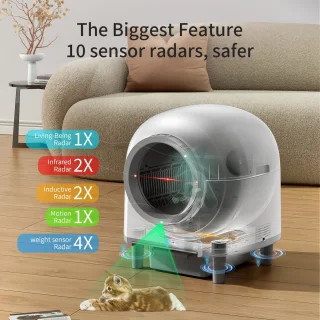 Automatische Kattenbak – Zelfreinigende Kattenbak – Slimme Kattenbak – Elektrische Kattenbak – Hygiënische Kattenbak – Variant Cat Shadow – 10 Veiligheidssensoren – App Bediening Met Geurcontrole