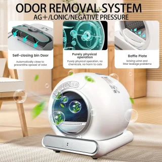 Automatische Kattenbak – Zelfreinigende Kattenbak – Slimme Kattenbak – Kattenbak Met App – Robot Kattenbak – Grote Capaciteit 74L – Geurcontrole Met Negatieve Ionentechnologie