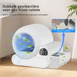 Automatische Kattenbak - Zelfreinigend – Electrische Kattenbak - Bedienen via App - 70L - incl stekkeradapter en 3 rollen opvangzakjes - Slimme Waarschuwing - Gezondheidsbewaking - Aromatherapie Ontgeurder - Excl. Kattenbakmat