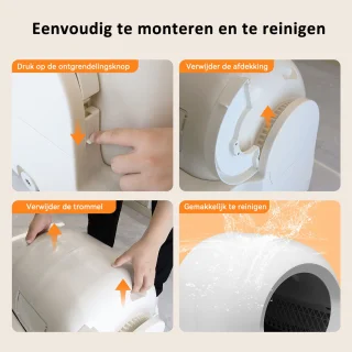 Automatische Kattenbak - Zelfreinigend – Electrische Kattenbak - Bedienen via App - 70L - incl stekkeradapter en 3 rollen opvangzakjes - Slimme Waarschuwing - Gezondheidsbewaking - Aromatherapie Ontgeurder - Excl. Kattenbakmat