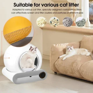Slimme Zelfreinigende Kattenbak 65L – Automatisch, Extra Groot & Met App-bediening