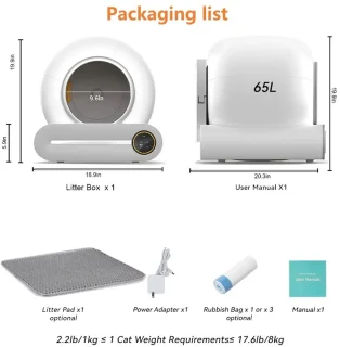 Slimme Zelfreinigende Kattenbak 65L – Automatisch, Extra Groot & Met App-bediening