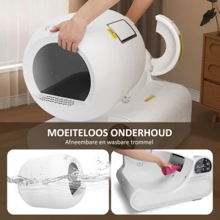 Automatische Kattenbak - Zelfreinigend – Electrische Kattenbak - Bedienen via App - 70L - incl stekkeradapter en 3 rollen opvangzakjes - Slimme Waarschuwing - Gezondheidsbewaking - Aromatherapie Ontgeurder - Excl. Kattenbakmat