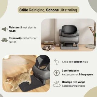 Neakasa M1 Zelfreinigende Kattenbak XXL – Automatische Kattenbak met App – Boven Open – Geurvrij & Hygiënisch – Voor Meerdere Katten – Inclusief Kattenbakmat en afvalzakken – Grote Inhoud – Slimme Kattenbak - met App - Grijs