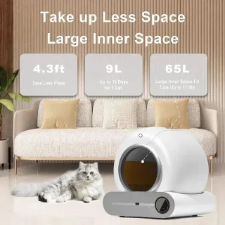 Automatische Zelfreinigende Kattenbak – Slimme Kattenbak – Zelfreinigende Kattenbak – App-Gestuurde Kattenbak – Hygiënische Kattenbak – Ruime 65L Binnenruimte – Veiligheidssensor Met App-monitoring