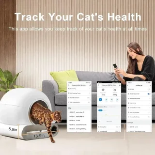 Automatische Zelfreinigende Kattenbak – Slimme Kattenbak – Zelfreinigende Kattenbak – App-Gestuurde Kattenbak – Hygiënische Kattenbak – Ruime 65L Binnenruimte – Veiligheidssensor Met App-monitoring