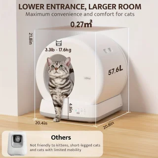 Automatische Kattenbak – Zelfreinigende Kattenbak – Elektrische Kattenbak – Slimme Kattenbak – Grote Kattenbak – Met App Bediening – Lagere Instap – Geurverdrijver