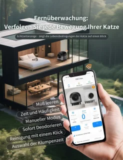 Automatische kattenbak, zelfreinigend, slimme kattenbak met 10 veiligheidssensorradars, 100L elektrische kattenbak met trap voor meerdere katten, APP-bediening (zwart)