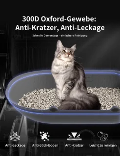Automatische kattenbak, zelfreinigend, slimme kattenbak met 10 veiligheidssensorradars, 100L elektrische kattenbak met trap voor meerdere katten, APP-bediening (zwart)