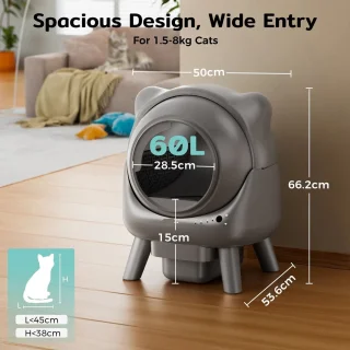 Automatische Kattenbak 60L Grijs