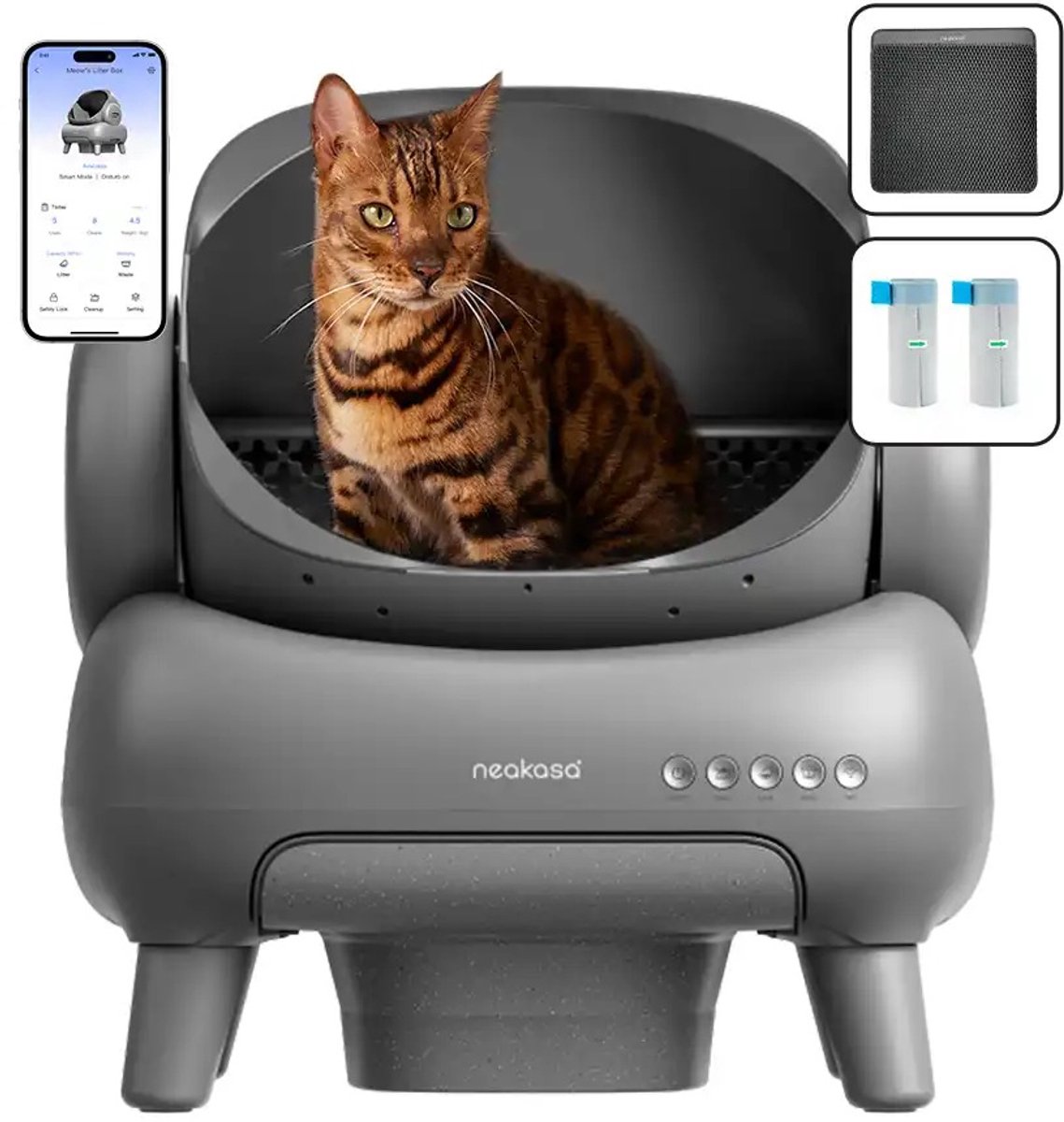 Wat vinden we goed aan de Automatische kattenbak Multi Kat Grijs