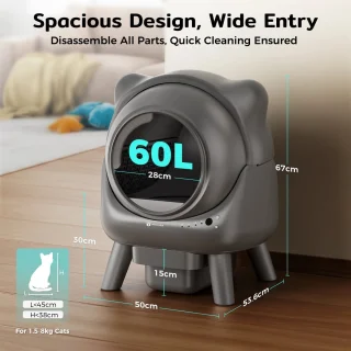 Automatische Kattenbak XL 60L met App-bediening