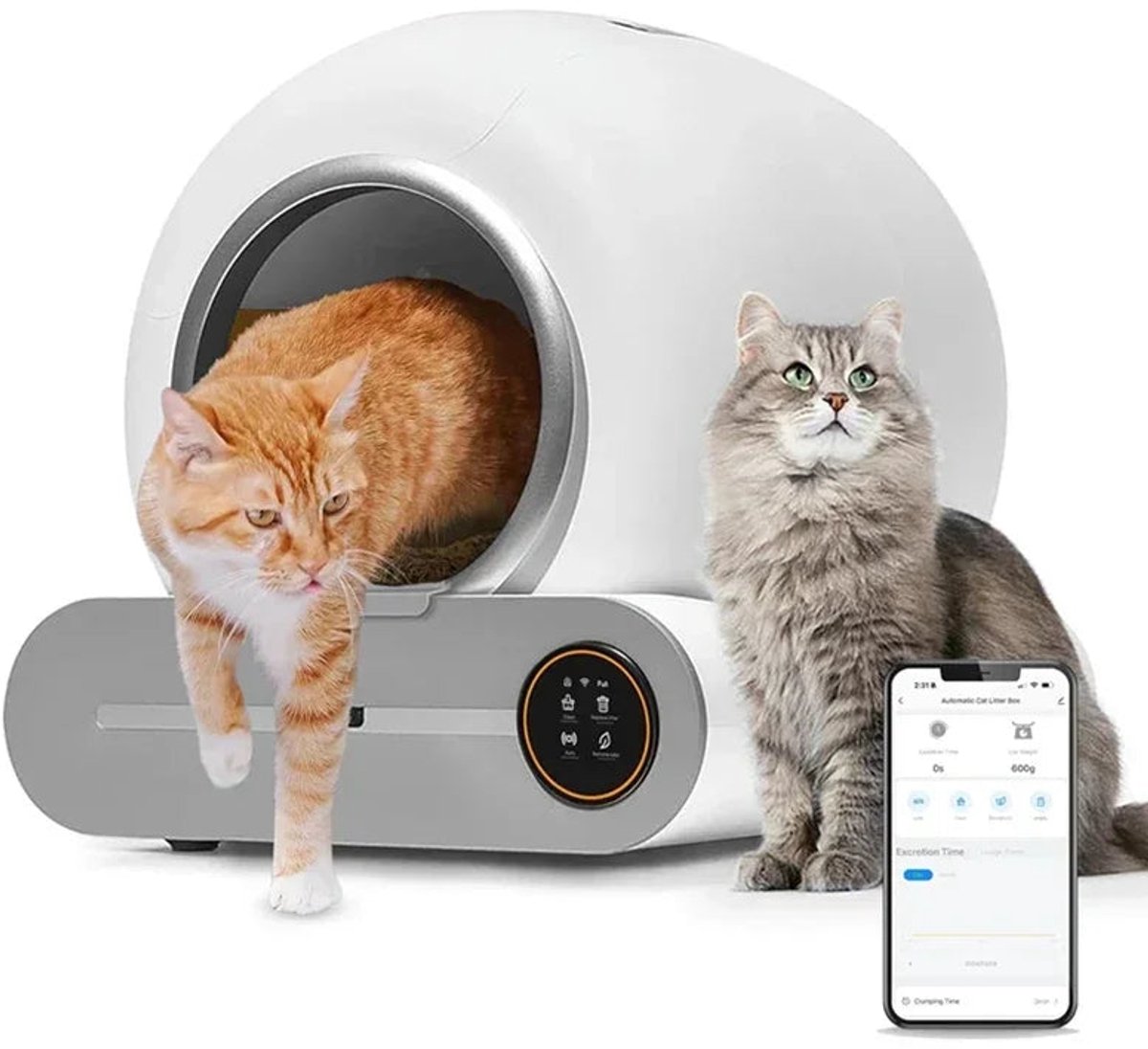 De Automatische Zelfreinigende Kattenbak 65L Extra Groot Geen App in één oogopslag