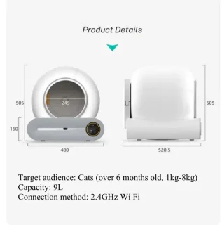 Automatische Zelfreinigende Kattenbak 65L Extra Groot Geen App