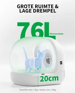 Automatische zelfreinigende kattenbak voor binnengebruik