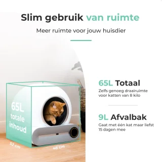 Cellavi Kattenbak Zelfreinigend XXL 65L Met App en Touchscreen