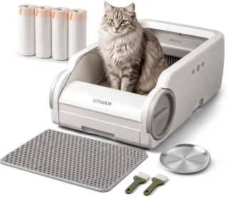 De Conamor automatische zelfreinigende kattenbak wit in één oogopslag
