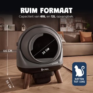 JC Pets Automatische Kattenbak 65L Grijs