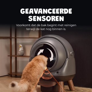 JC Pets Automatische Kattenbak 65L Grijs