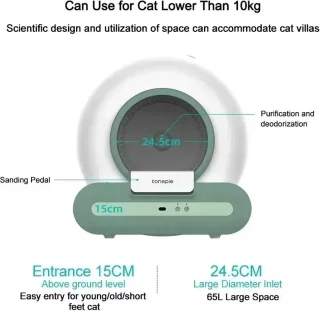 Jermore Slimme Zelfreinigende Kattenbak 65L