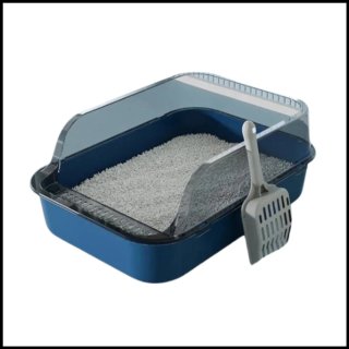 De Kitty Sandbox Semi-gesloten Kattenbak - Blauw in één oogopslag