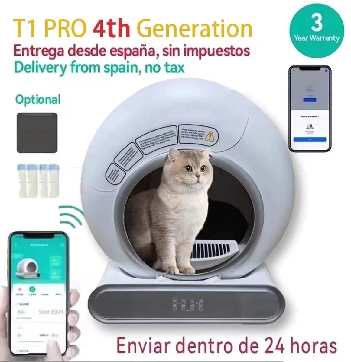 De Mookes 2025 Automatische Slimme Kattenbak 65l in één oogopslag