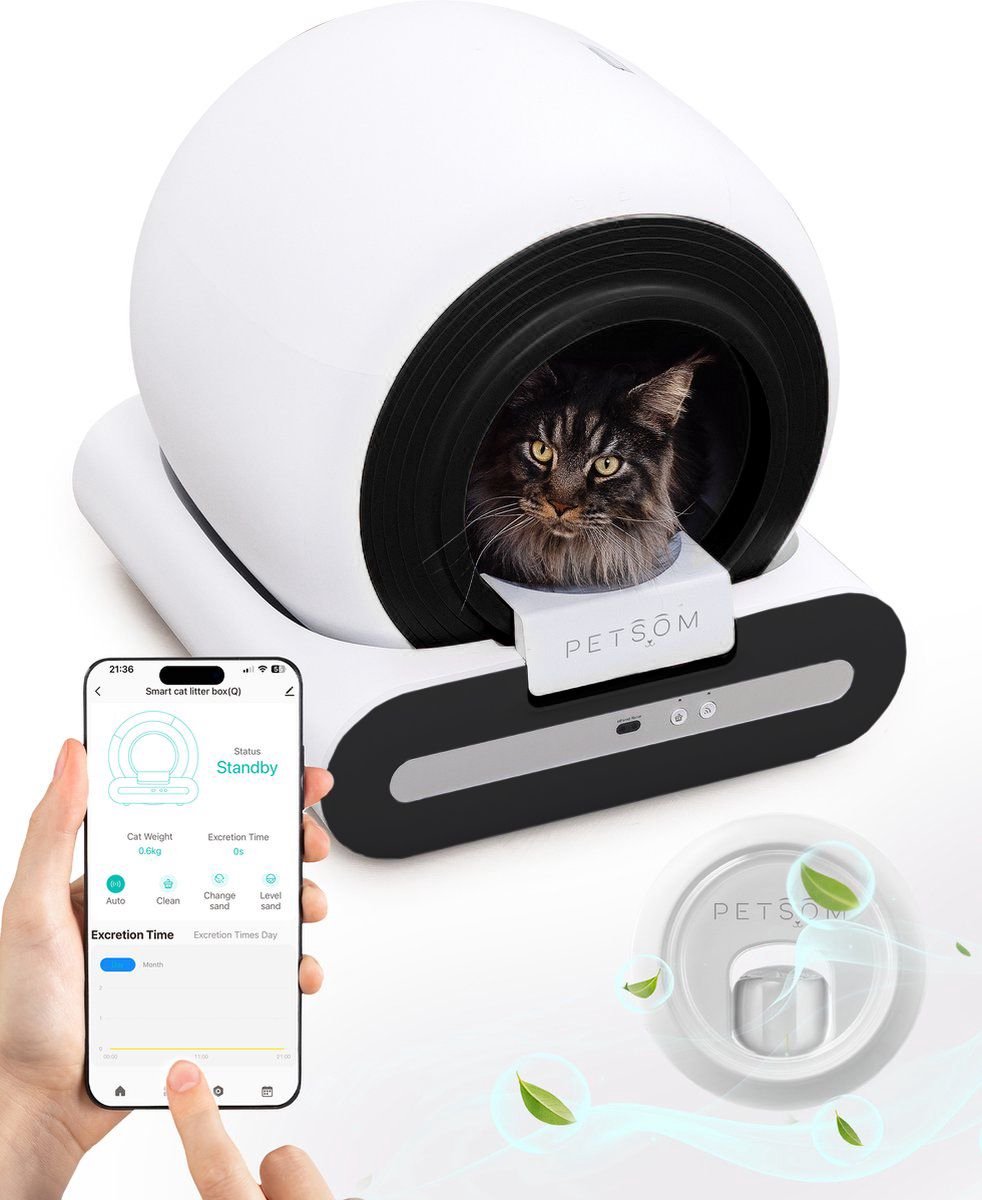 Wat vinden we goed aan de PetSom Zelfreinigende Automatische Kattenbak Zwart-Wit 65L