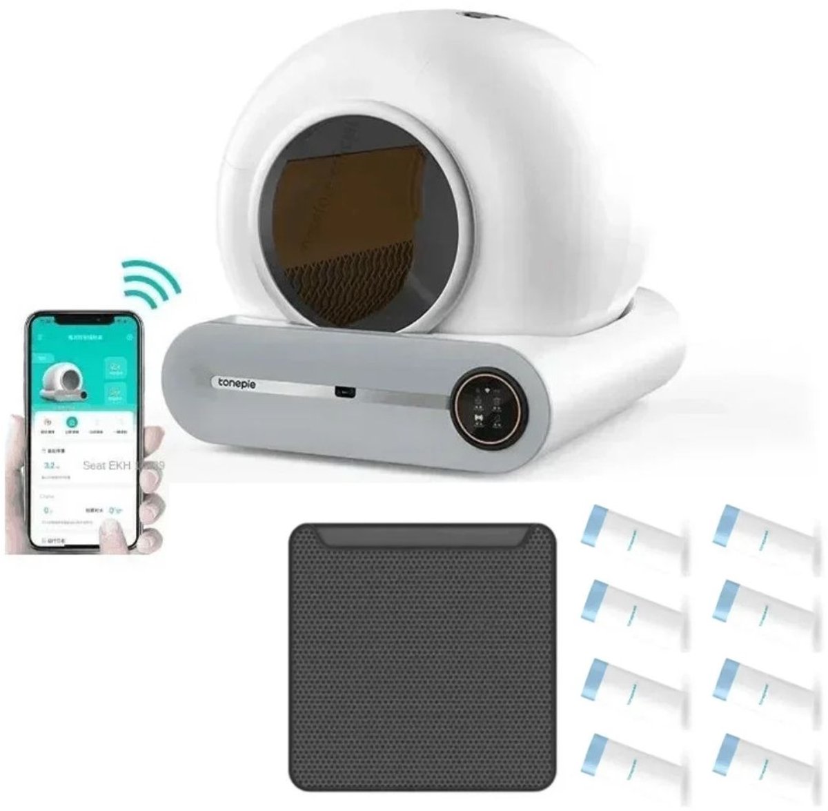 De Serolux Automatische Kattenbak 65L Wit in één oogopslag