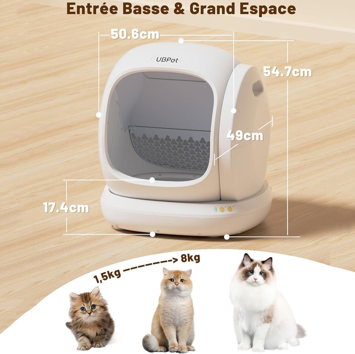 Wat vinden we goed aan de UBPet C20 75L slimme automatische kattenbak