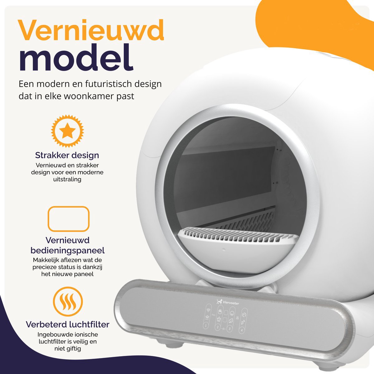 Wat vinden we goed aan de Viervoeter Fresh 2 Automatische Kattenbak 65L