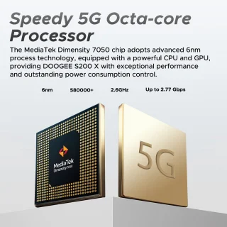DOOGEE S200X 5G Simlockfreie Smartphone 32GB 512GB, 33W snelladen, 6,72'' AMOLED-scherm, 100MP, NFC,Zwart
