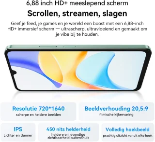 Blackview SHARK 6 Smartphone 5G AI - DUAL SIM - 12 GB RAM - 128 GB ROM - Octa Core - Android 15 - 6,88 inch - NFC - Blauw