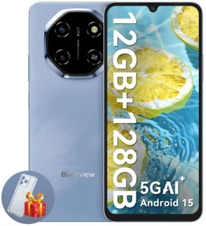 Blackview SHARK 6 Smartphone 5G AI - DUAL SIM - 12 GB RAM - 128 GB ROM - Octa Core - Android 15 - 6,88 inch - NFC - Blauw