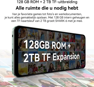 Blackview SHARK 6 Smartphone 5G AI - DUAL SIM - 12 GB RAM - 128 GB ROM - Octa Core - Android 15 - 6,88 inch - NFC - Blauw