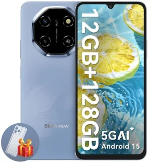 Blackview SHARK 6 Smartphone 5G AI - DUAL SIM - 12 GB RAM - 128 GB ROM - Octa Core - Android 15 - 6,88 inch - NFC - Blauw
