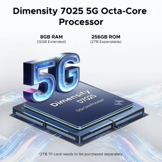DOOGEE Blade GT Play Telephone Portable Incassable 5G Smartphone Effet de Lumière LED 6,72"+ 120Hz Dimensity D7050 20Go+256Go,Zilver