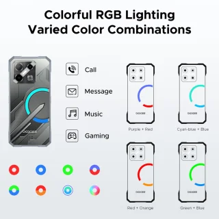 DOOGEE Blade GT Play Telephone Portable Incassable 5G Smartphone Effet de Lumière LED 6,72"+ 120Hz Dimensity D7050 20Go+256Go,Zilver